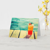 Retro Cocktailsonnenuntergang-Poolgeburtstag Karte (Gelbe Blume)