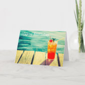 Retro Cocktailsonnenuntergang-Poolgeburtstag Karte (Vorderseite)