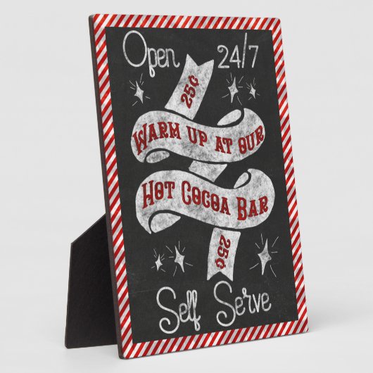 Retro Cocoa Bar Sign mit Candy Cane Streifen Fotoplatte (Seite)