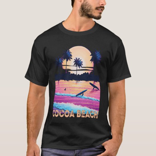 Retro Cocoa Beach Florida Souvenir Surf T-Shirt (Vorderseite)