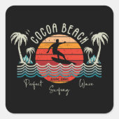 Retro Cocoa Beach Quadratischer Aufkleber (Vorderseite)