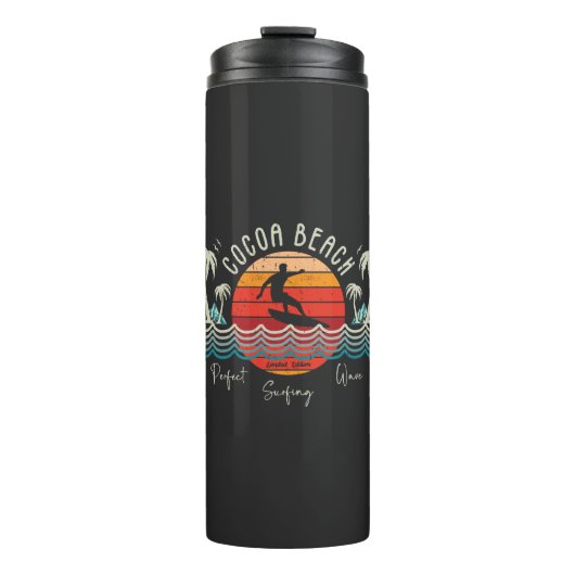 Retro Cocoa Beach Thermosbecher (Vorderseite)