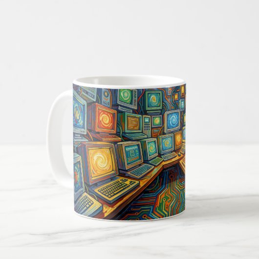 Retro-Code-Traumlandschaft-Tech-Tasse Kaffeetasse (Vorderseite Links)