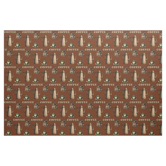 Retro Coffee Cafe Pattern Stoff (Yard (91,4 cm))