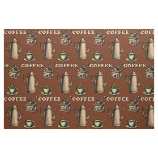 Retro Coffee Cafe Pattern Stoff (Fat Quarter (45,7 x 55,9 cm))