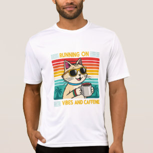 Retro Coffee Cat Vibes - Coffeine Lover Men's T-Shirt