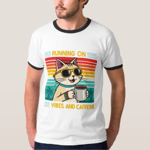 Retro Coffee Cat Vibes - Coffeine Lover Men's T-Shirt