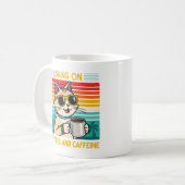 Retro Coffee Cat Vibes - Funny Caffeine Lover Kaffeetasse (Vorderseite Links)