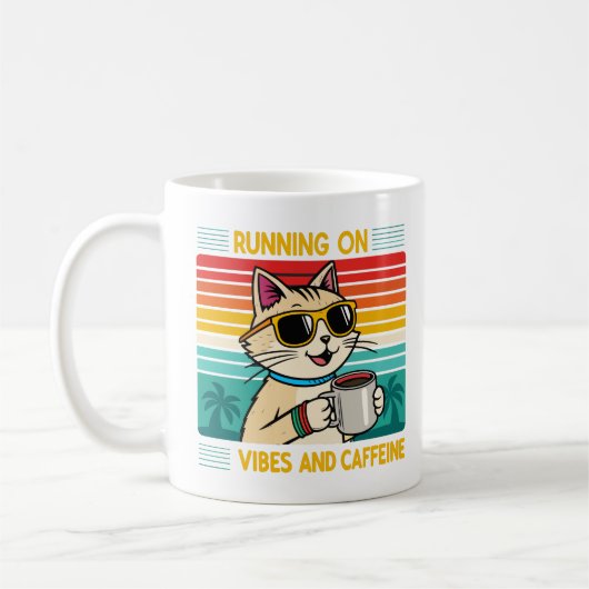 Retro Coffee Cat Vibes - Funny Caffeine Lover Kaffeetasse (Links)