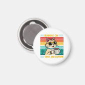 Retro Coffee Cat Vibes - Funny Caffeine Lover Magnet (Vorderseite/Rückseite)