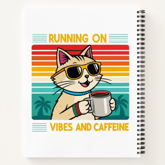 Retro Coffee Cat Vibes - Funny Caffeine Lover Notizblock (Rückseite)