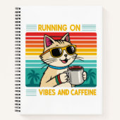 Retro Coffee Cat Vibes - Funny Caffeine Lover Notizblock (Vorderseite)