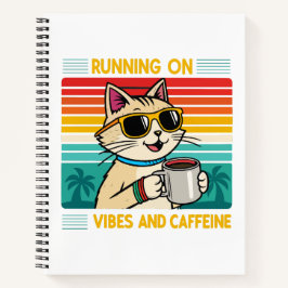 Retro Coffee Cat Vibes - Funny Caffeine Lover Notizblock