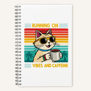 Retro Coffee Cat Vibes - Funny Caffeine Lover Notizblock