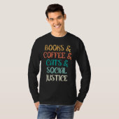 Retro Coffee Cats Katzenbesitzer Bücher T-Shirt (Vorne ganz)