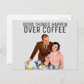 RETRO COFFEE COUPLE 1950S POSTCARD POSTKARTE (Vorne/Hinten)