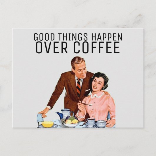 RETRO COFFEE COUPLE 1950S POSTCARD POSTKARTE (Vorderseite)