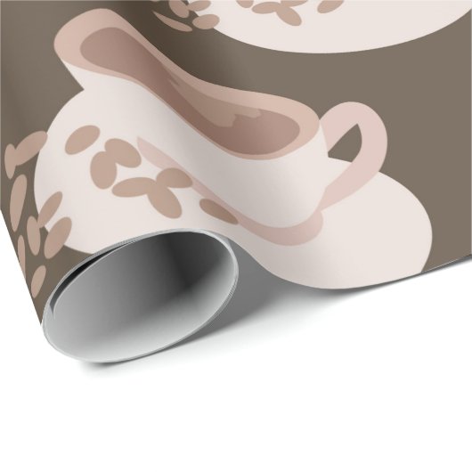 Retro Coffee Cup Saucer Hot Chocolate Geschenk Geschenkpapier (Rolleneckpunkt)