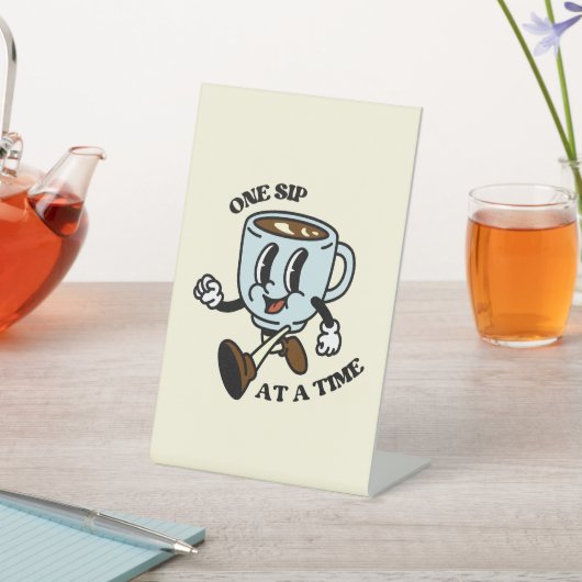 Retro Coffee Cup Slogan Sign Sockelschild (In SItu)