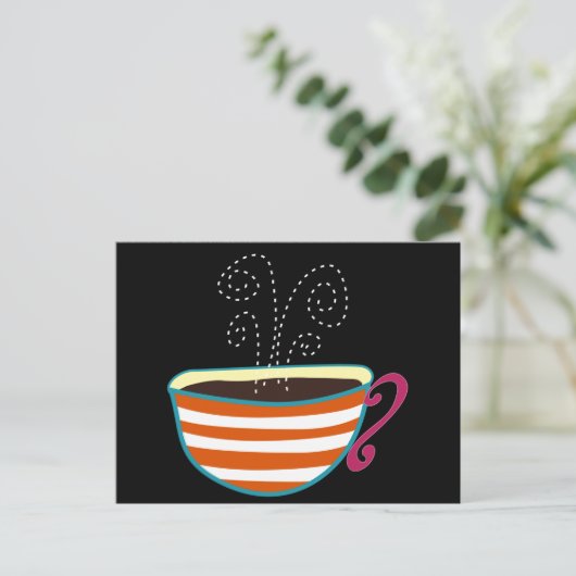 Retro Coffee Cup Tee Custom Postkarte (Stehend Vorderseite)