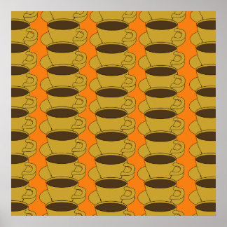 Retro Coffee Cups Pop Art Poster