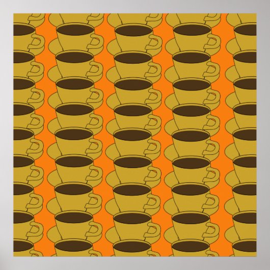 Retro Coffee Cups Pop Art Poster (Vorne)