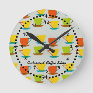 Retro Coffee Cups Wall Uhr