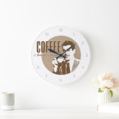Retro Coffee Große Wanduhr (Zuhause)