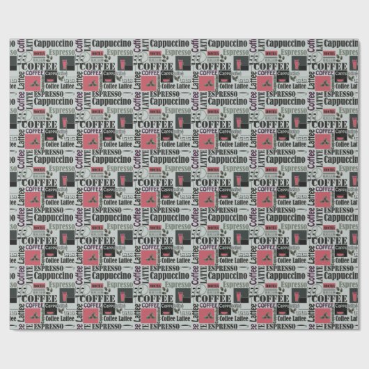 retro coffee kitchen pattern for espresso latte geschenkpapier (Flach)