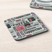 retro coffee kitchen pattern for espresso latte getränkeuntersetzer (Linke Seite)