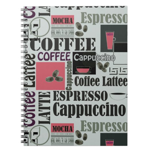 retro coffee kitchen pattern for espresso latte notizblock (Vorderseite)