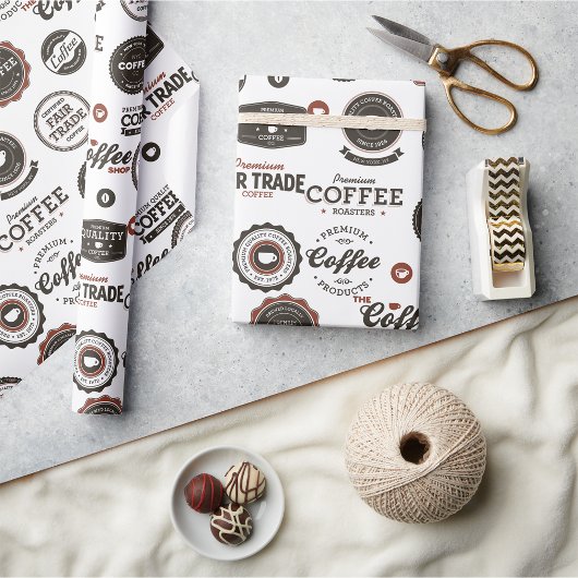 Retro-Coffee-Labels Geschenkpapier