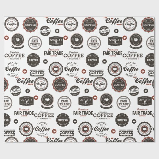 Retro-Coffee-Labels Geschenkpapier (Flach)