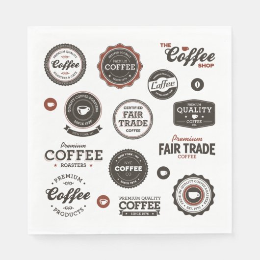 Retro Coffee Labels Napkins Serviette (Vorderseite)