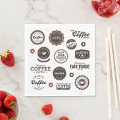 Retro Coffee Labels Napkins Serviette