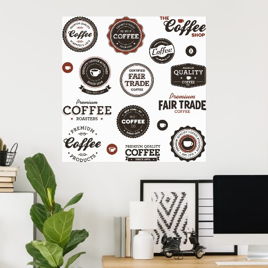 Retro Coffee Labels Poster (Heimbüro)