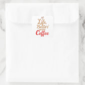 Retro Coffee Lover Typography Quadratischer Aufkleber (Tasche)