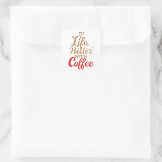 Retro Coffee Lover Typography Quadratischer Aufkleber (Tasche)