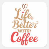 Retro Coffee Lover Typography Quadratischer Aufkleber (Vorderseite)