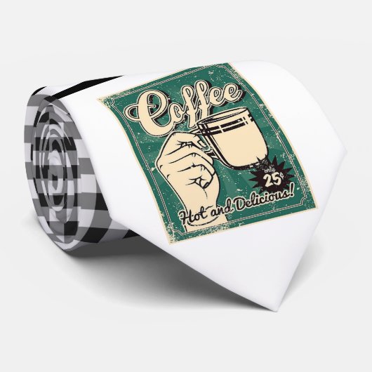 Retro Coffee Necktie Krawatte (Gerollt)