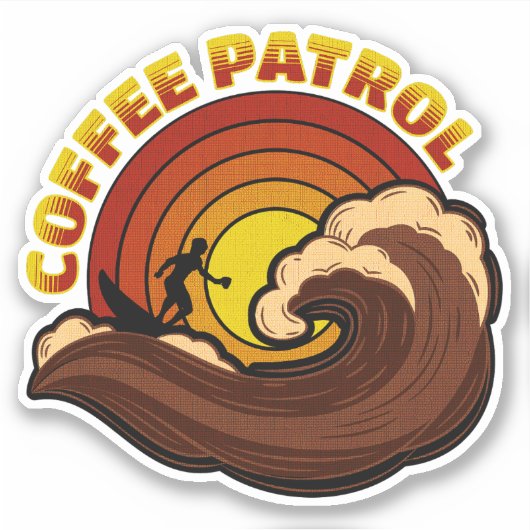 Retro Coffee Patrol Aufkleber (Vorderseite)