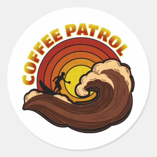 Retro Coffee Patrol Runder Aufkleber (Vorderseite)