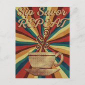 Retro Coffee Quote Poster - Sip Savor Wiederholung Postkarte (Vorderseite)