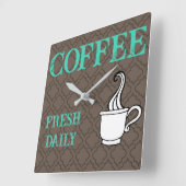 Retro Coffee Shop Hängebahn Quadratische Wanduhr (Winkel)