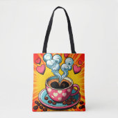 Retro Coffee Shop oder Café Tote Bag Tasche (Vorderseite)