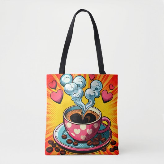 Retro Coffee Shop oder Café Tote Bag Tasche (Vorderseite)