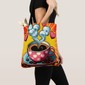 Retro Coffee Shop oder Café Tote Bag Tasche (Von Nahem)