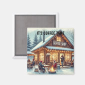 Retro Coffee Shop Vibes Magnet (Vorderseite/Rückseite)