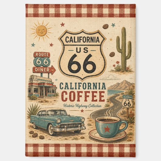 Retro Coffee Stop California Andenken Magnet (Vorderseite)