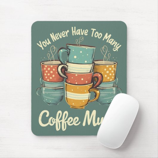 Retro Coffee Tasse Stack Illustration Mousepad (Mit Mouse)